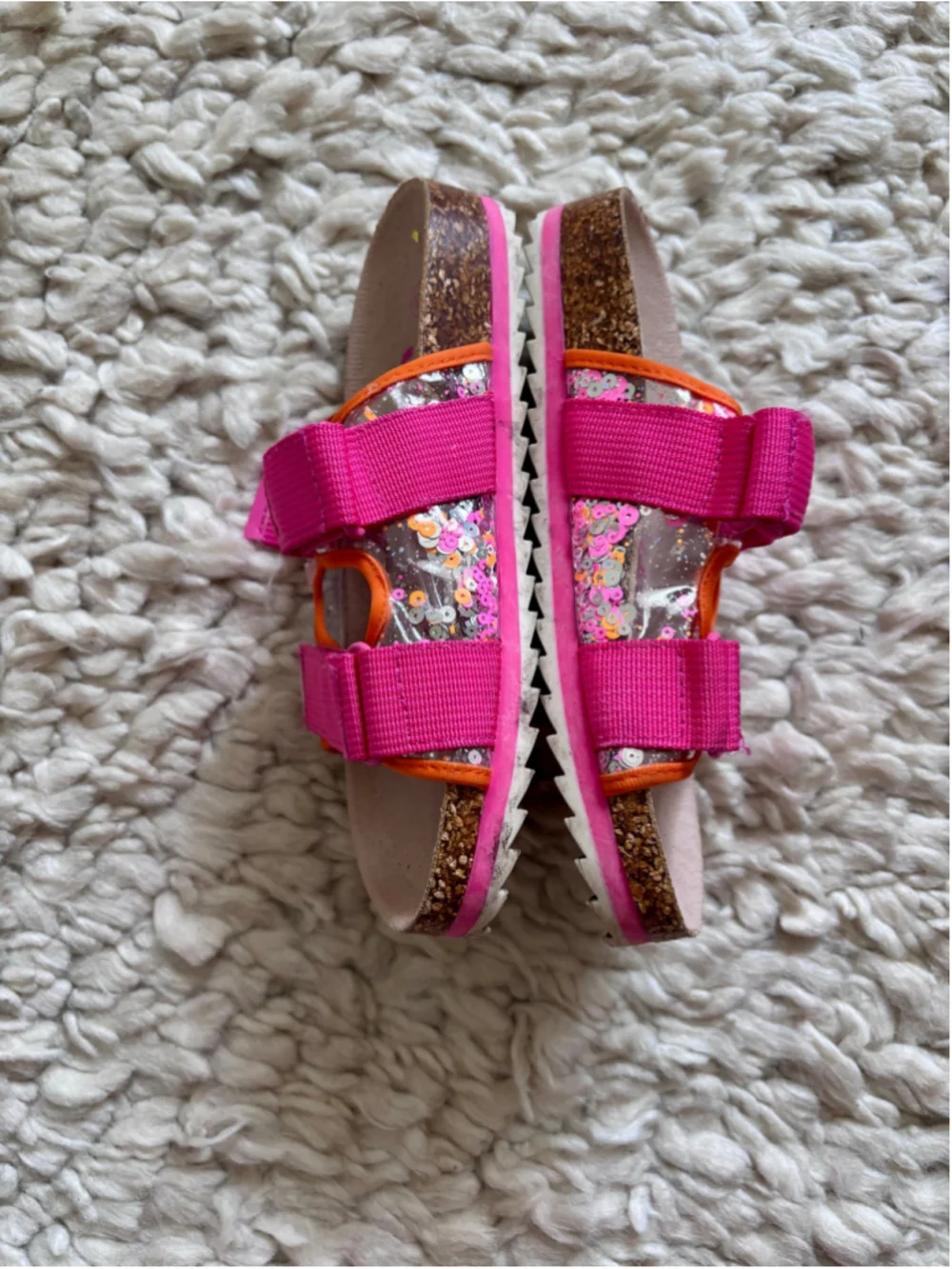 Girls Justice Sandals Size 13 Pink Orange Sequin Strappy Shoes